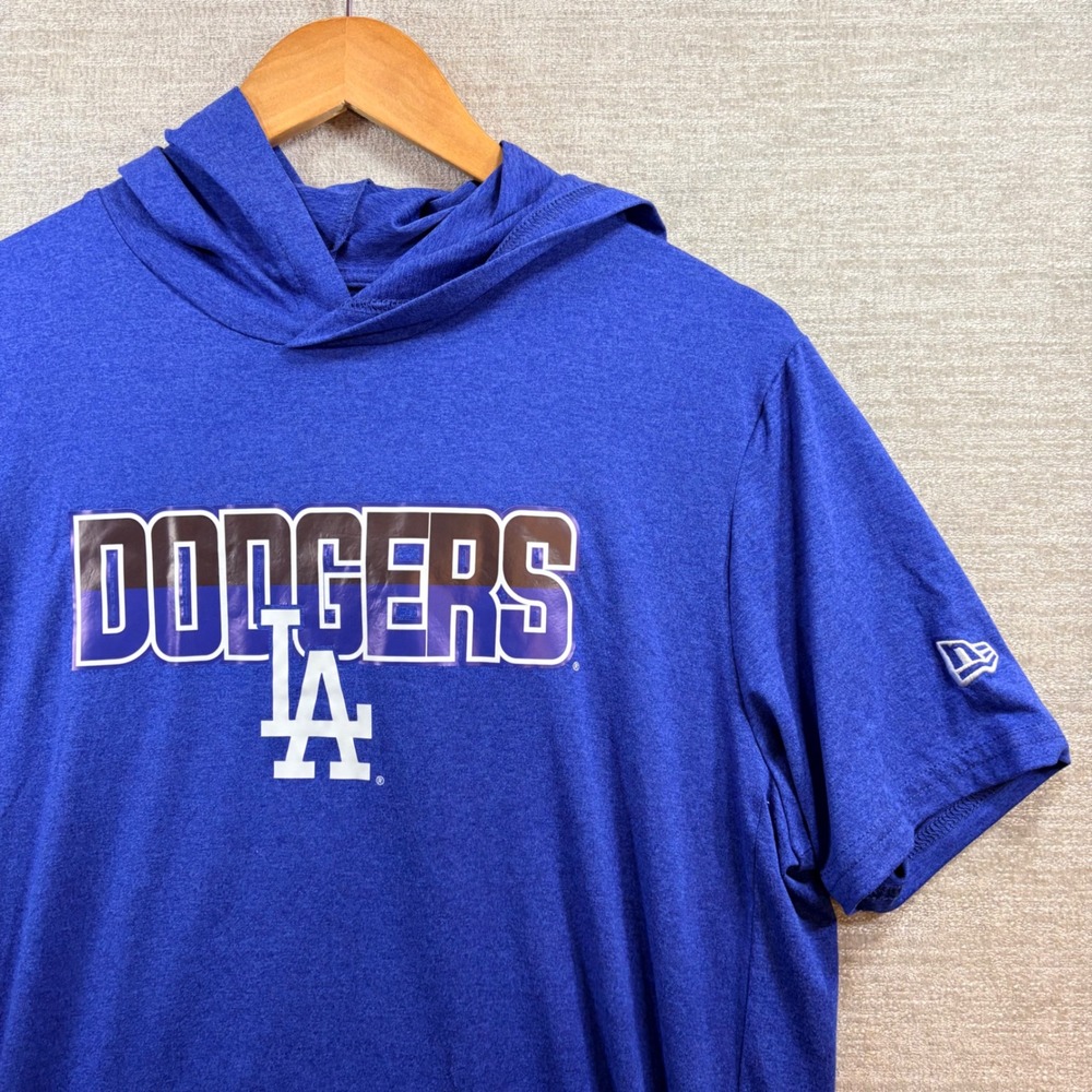 Los Angeles LA Dodgers Mens Med Blue Short Sleeve Hoodie MLB 2022 Logo New Era
